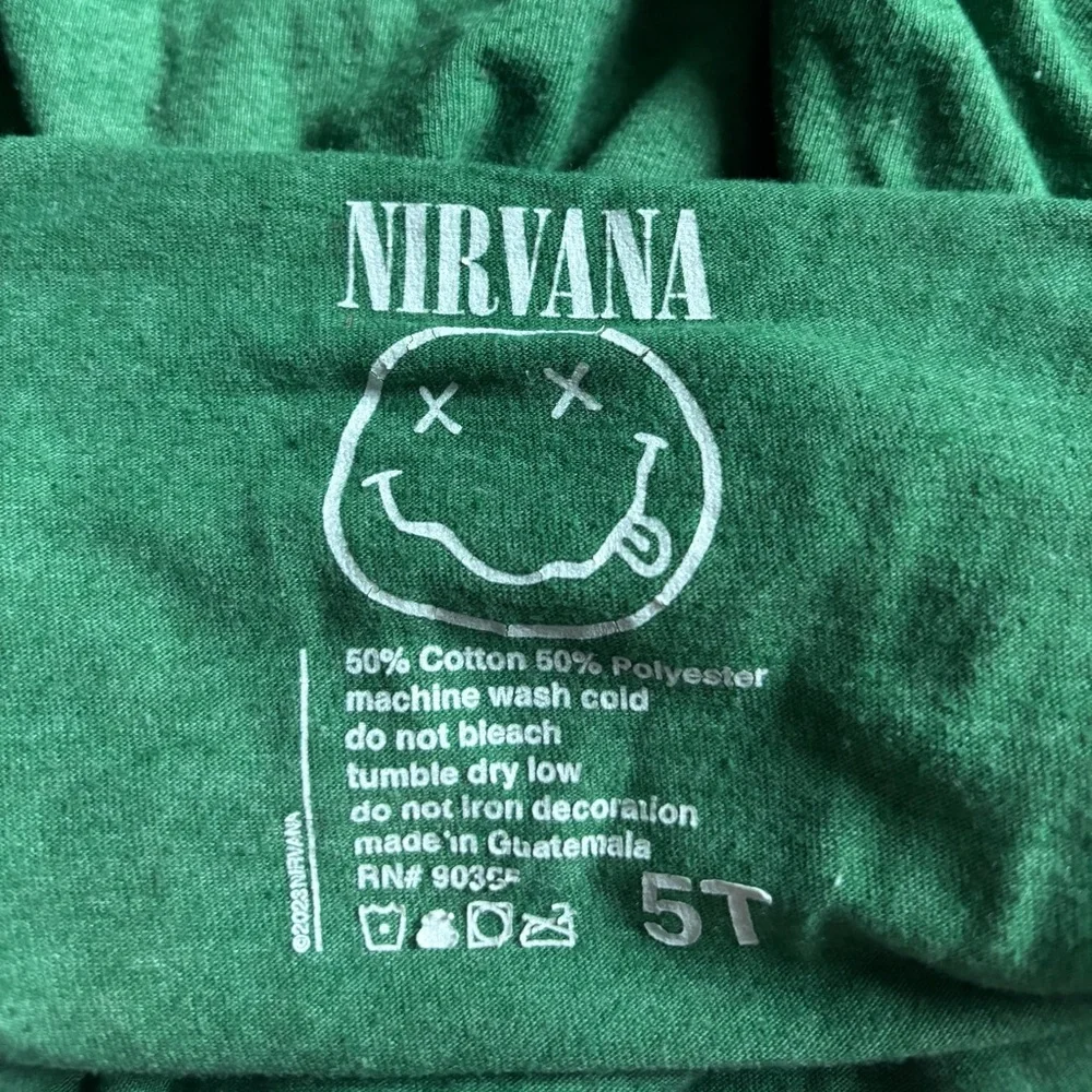 Kids 5T green Nirvana graphic tee - Picture 3 of 5
